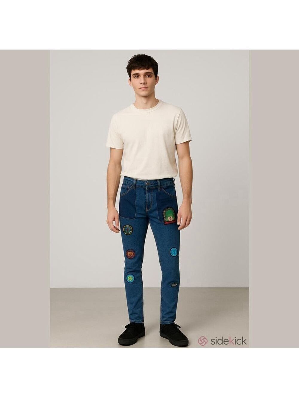 Ashluxe Paradise Patchwork Jeans Men's Size 28 Moto Zipper Hem Streetwear NWT